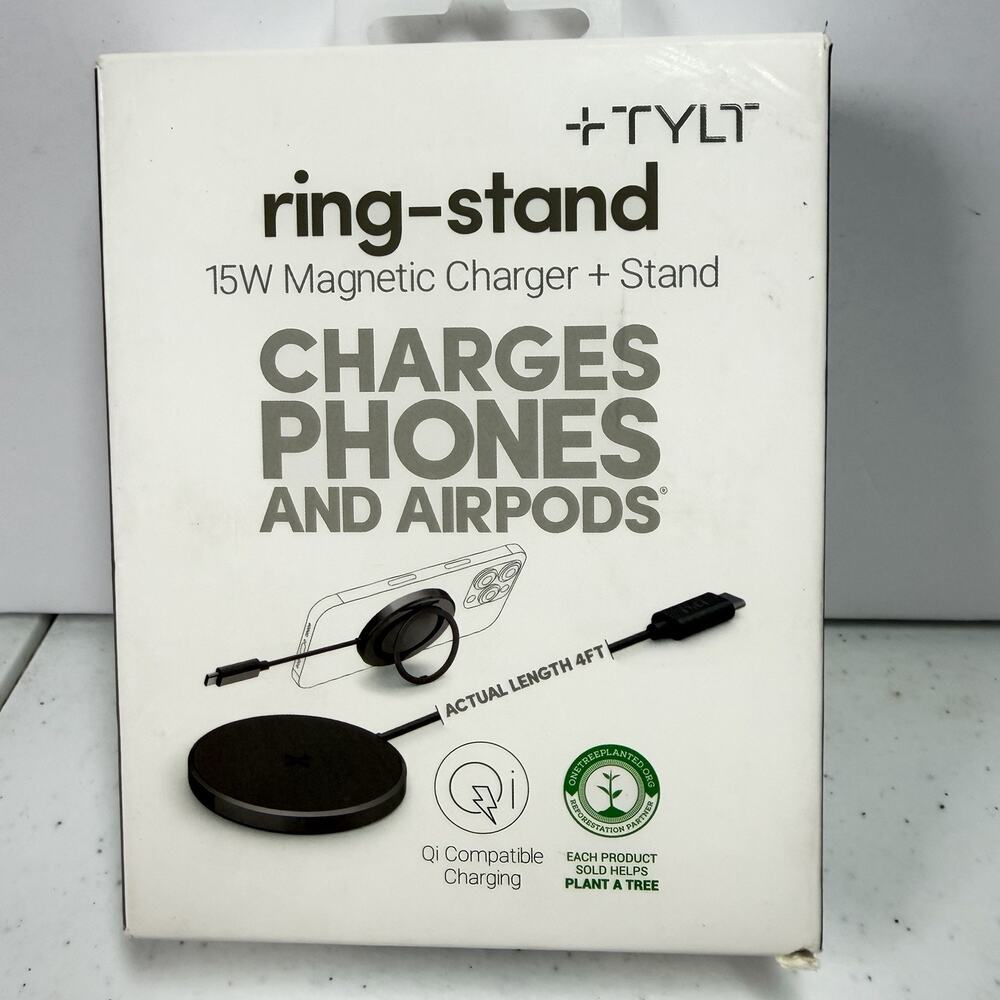 TYLT Ring-Stand 15W Magnetic Charger Stand for iPhone & AirPods NIB